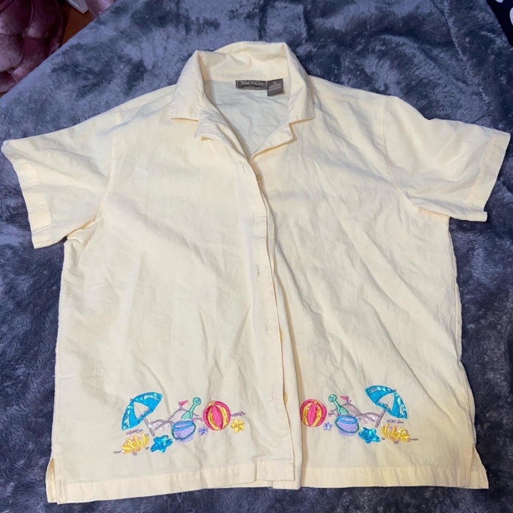 Vintage Jane Ashley Yellow Embroidered Top
